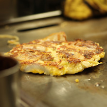 Pork and rice cake okonomiyaki