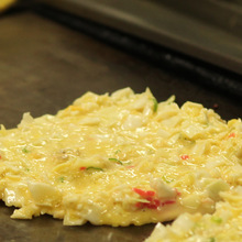 Pork and kimchi okonomiyaki