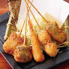 Assorted fried skewers