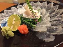 Live thread-sail filefish sashimi