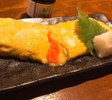 Japanese-style rolled omelet with marinated cod roe