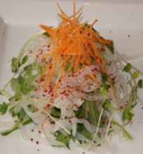 Daikon and baby sardines salad