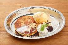 Hotteok with Brown Sugar Syrup and Vanilla Ice Cream