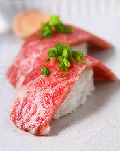 Beef nigiri sushi