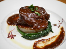 Beef cheek stewed in red wine