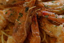 Tomato cream sauce pasta with shrimp