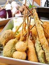 Assorted fried skewers