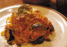Pasta with eggplant tomato sauce