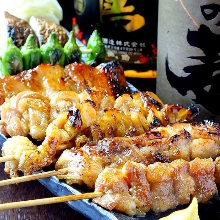 Assorted grilled chicken skewers