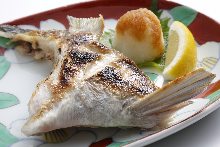 Grilled amberjack collar meat