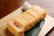 Japanese-style rolled omelet with marinated cod roe