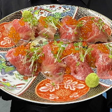 Grilled fatty Wagyu beef sushi