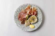 Charcuterie platter/Pate de campagne, liver pate, Prosciutto, salami
