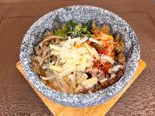 Stone grilled bibimbap with cheese