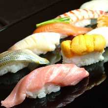 島魚9貫と海トロ巻