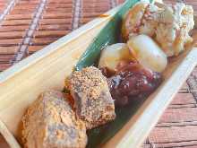 黒糖わらび餅の白玉クリーム