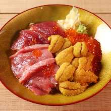 漬け三色丼