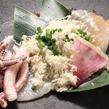 山わさびぶっかけイカの刺身