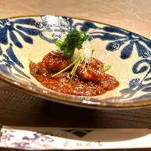 海老と阿波尾鶏の特製四川風チリソース