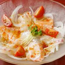 鮮魚のカルパッチョ～トマト＆ガーリックソース～