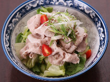 茶美豚　豚しゃぶサラダ胡麻ダレうどん