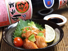 サーモンとアボカドの山葵醤油和え