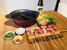 豚肉串巻きとベーコン串巻きしゃぶしゃぶ