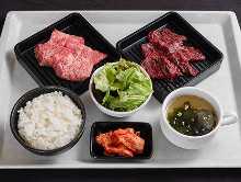 焼肉定食　黒毛和牛カルビ＆牛ハラミのセット