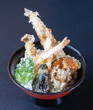 海老と穴子の野菜天丼