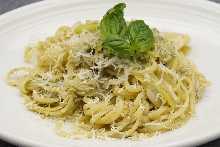 Shiso genovese and whitebait pasta