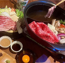 교토 와규와 교토 떡돼지 스키야키 샤브샤브 떡돼지 삼겹살 세트