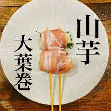 山药紫苏猪肉卷烤串