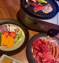 京都和牛、京都肉和蔬菜烤肉 京都和牛里脊肉和京都肉套餐