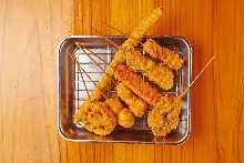 火腿炸排、竹轮芝士、鹌鹑蛋、茄子、洋葱、莲藕、大蒜、红姜