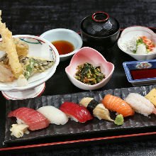 寿司、天妇罗御膳