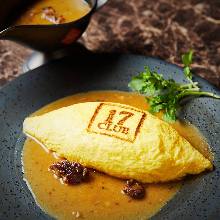 Omelette with a filling of ketchup-seasoned fried rice