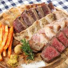 Hokkaido meat dish 5 Meats Plate (3 Meats Plate & Iwamizawa KOURAI pheasant & Shiretoko brand pork (MUGIKOMACHI)