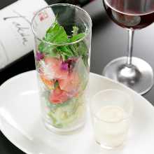 有機蔬菜水果雞尾酒沙拉 芒果奶酪醬