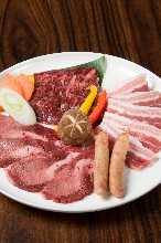 鹽味肉套餐（牛舌、五花肉、香腸、橫膈膜）