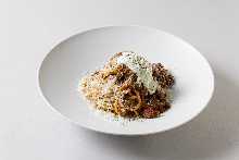Shorthorn beef bolognese/herb sour cream